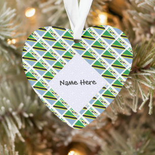 Tanzania Tanzanian Flag Tiled Black Personalizatio Ornament