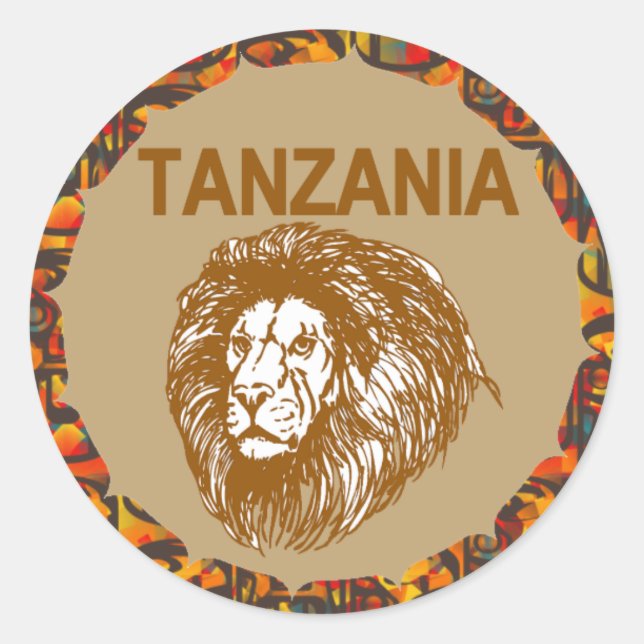Tanzania With Lion Sticker (Front)