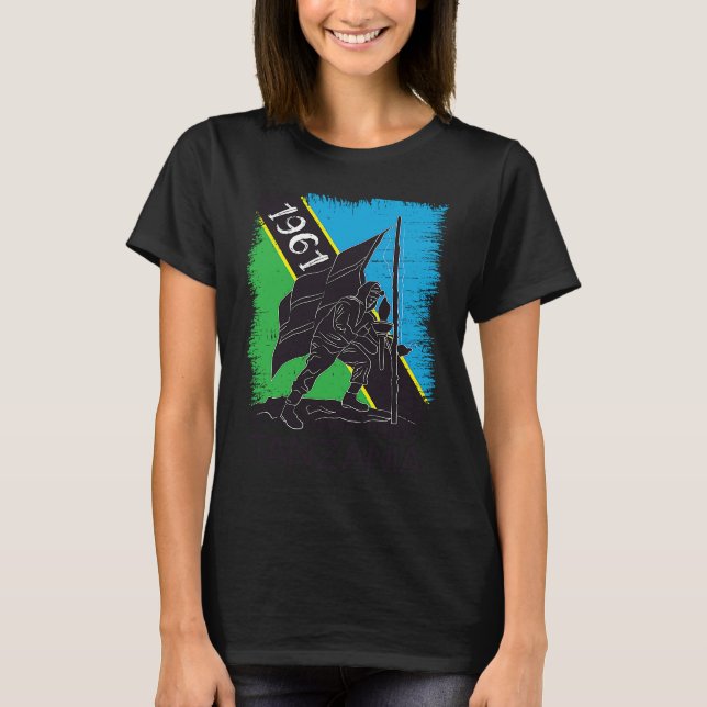 Tanzanian Pride Kili Mountain Flag Hoisting T-Shirt (Front)