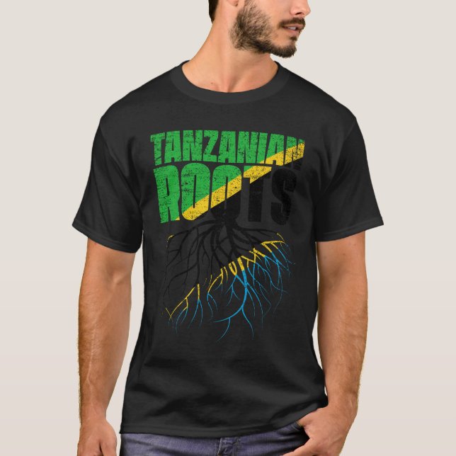 Tanzanian Roots Tanzania Heritage Flag T-Shirt (Front)