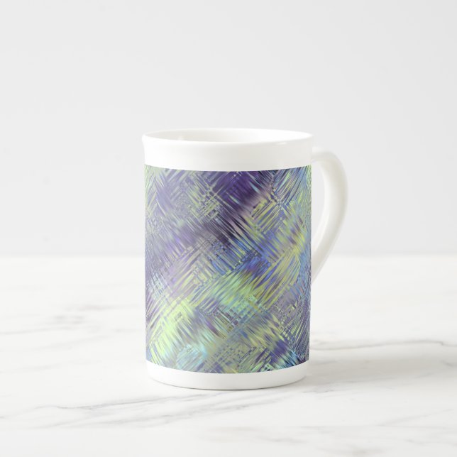 Tanzanite Blue Liquid Pattern Bone China Mug (Front Right)