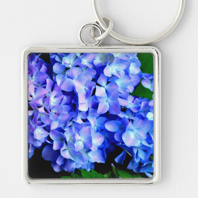 Tanzanite purple blue hydrangeas key ring (Front)