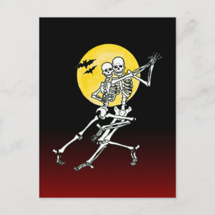 tanzende Skelette dancing skeletons Postcard
