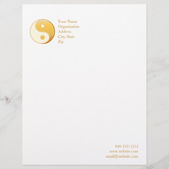 Taoism Symbol 8.5" x 11" Personalised Letterhead (Front)