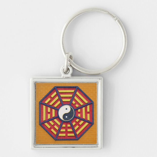 Taoist Octagonal Symbol in Bright Colours Key Ring (Front)