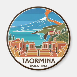 Taormina and Mount Etna Italy Magnet