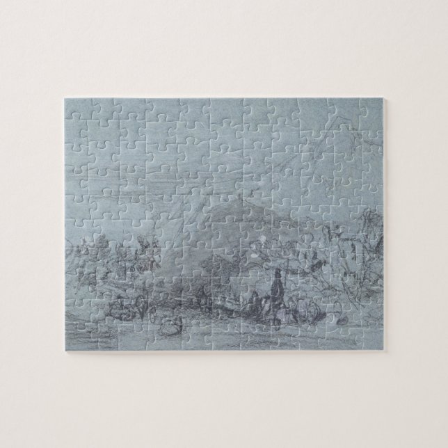 Taormina, from 'Views of Sicily' (chalk & gouache Jigsaw Puzzle (Horizontal)