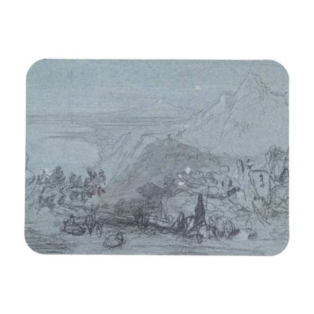Taormina, from 'Views of Sicily' (chalk & gouache Magnet (Horizontal)
