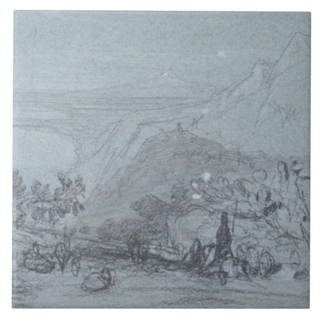 Taormina, from 'Views of Sicily' (chalk & gouache Tile (Front)