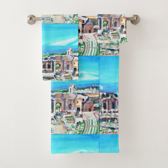 Taormina, Sicily Bath Towel Set (Insitu)