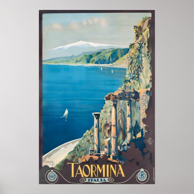Taormina Sicily Italy Vintage Travel Poster (Front)