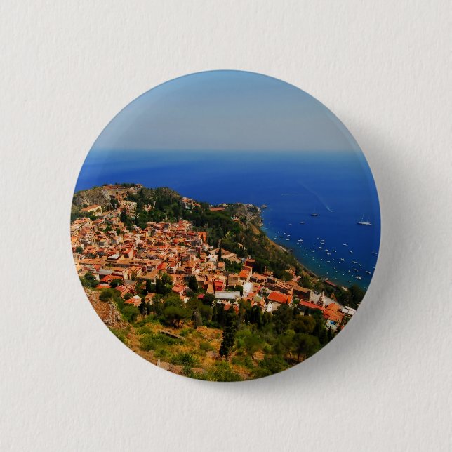 Taormina view 2 6 cm round badge (Front)