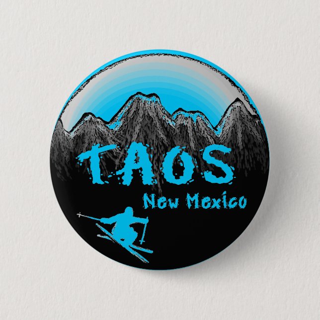 Taos New Mexico artistic skier 6 Cm Round Badge (Front)