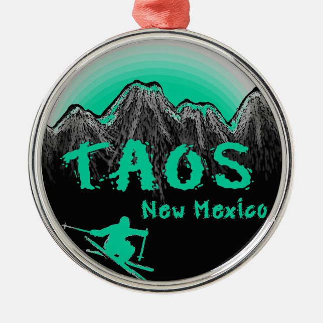 Taos New Mexico artistic skier Metal Ornament (Front)