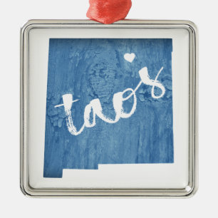 Taos New Mexico Wood Grain Metal Ornament