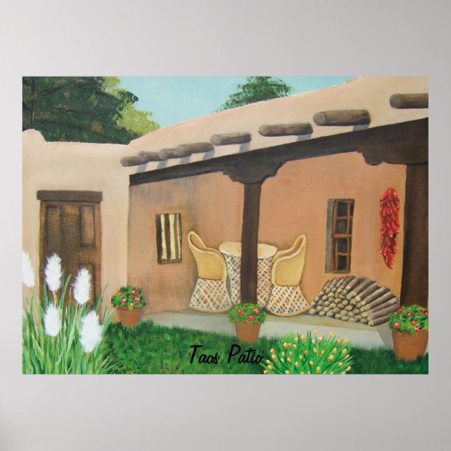 Taos Patio ~ Landscape Poster (Front)