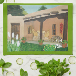 Taos Patio ~ Landscape Tea Towel