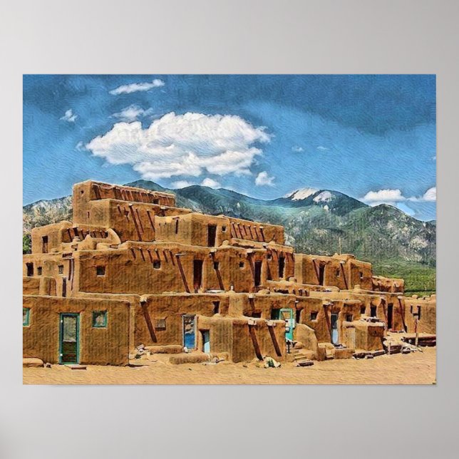 Taos Pueblo, New Mexico Poster (Front)