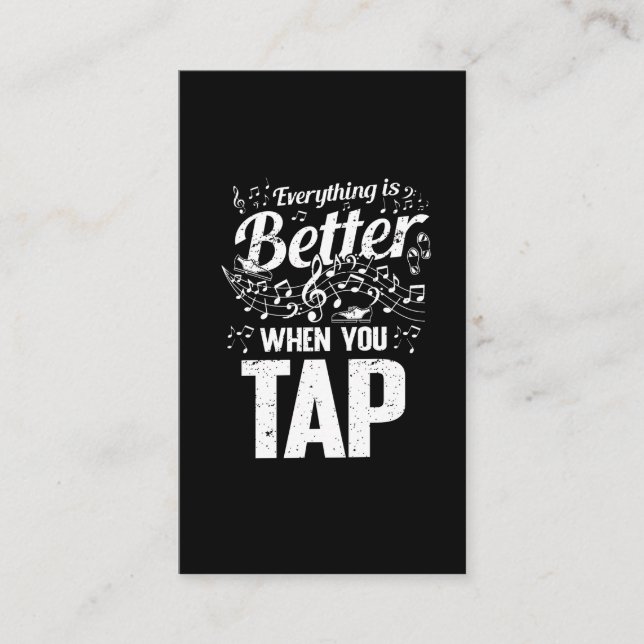 Tap Dancer Musical Notes Step Dance Teacher Business Card (Front)