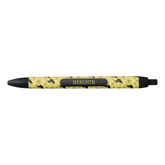 Tap Dancers Gold and Black Tap Shoes Patterned Black Ink Pen (Front)