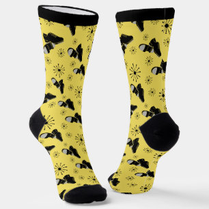 Tap Dancers Gold and Black Tap Shoes Patterned Socks
