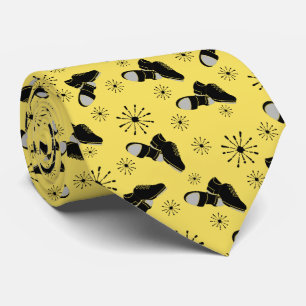 Tap Dancers Gold and Black Tap Shoes Patterned Tie