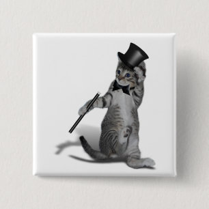 Tap Dancing Cat 15 Cm Square Badge