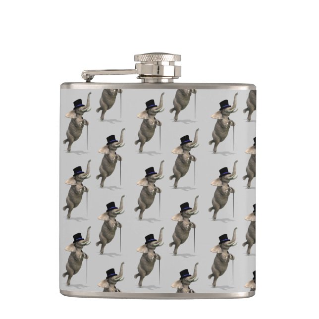 Tap Dancing Elephant Hip Flask (Front)