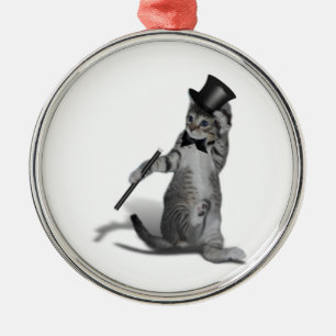 Tap Dancing Kitten Metal Tree Decoration