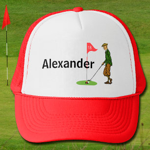 Tap in by Male Golfer on 18th Hole Golf  Trucker Hat