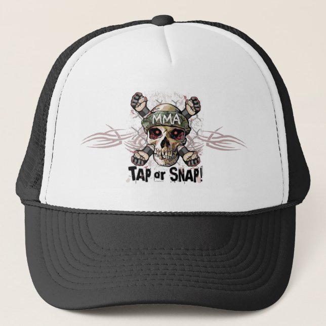Tap or Snap MMA Skull Gear Trucker Hat (Front)