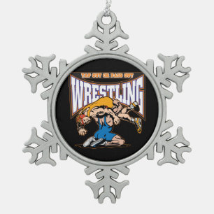 Tap Out Wrestlers Snowflake Pewter Christmas Ornament