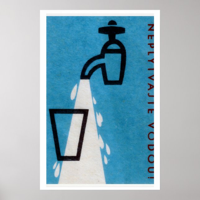 Tap Pouring Glass of Water - Matchbox Print (Front)