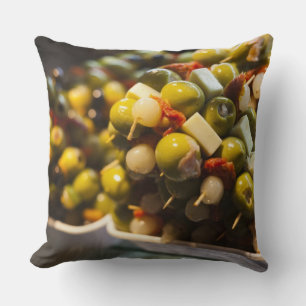 Tapas made with stuffed olives cushion