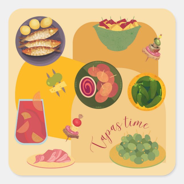 Tapas Time Square Sticker (Front)