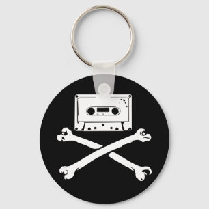Tape & Crossbones Music Pirate Piracy Home Taping Key Ring