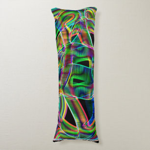 Tape-like curves, colourful neon, relief overlap body cushion