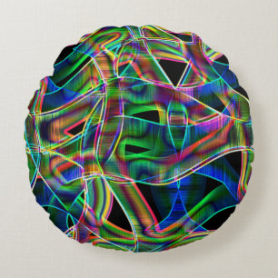 Tape-like curves, colourful neon, relief overlap round cushion