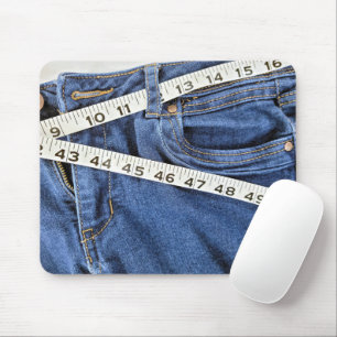 Tape Measure on Blue Jeans Mouse Pad