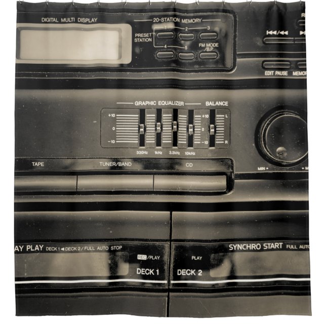 Tape recorder shower curtain (Front)