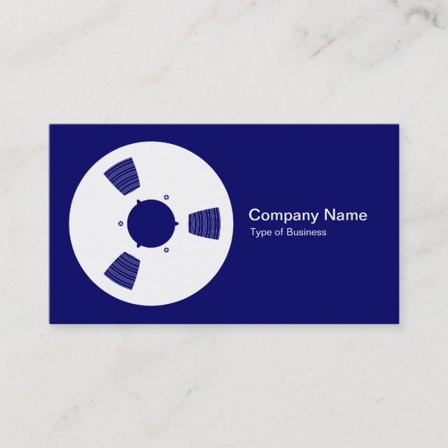Tape Spool - White on Deep Navy Business Card (Front)