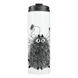 Tape-Tangled Black Cat Thermal Tumbler