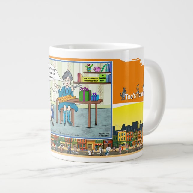 Tape Worm Granny | Absurd Visual Humor Large Coffee Mug (Front Right)