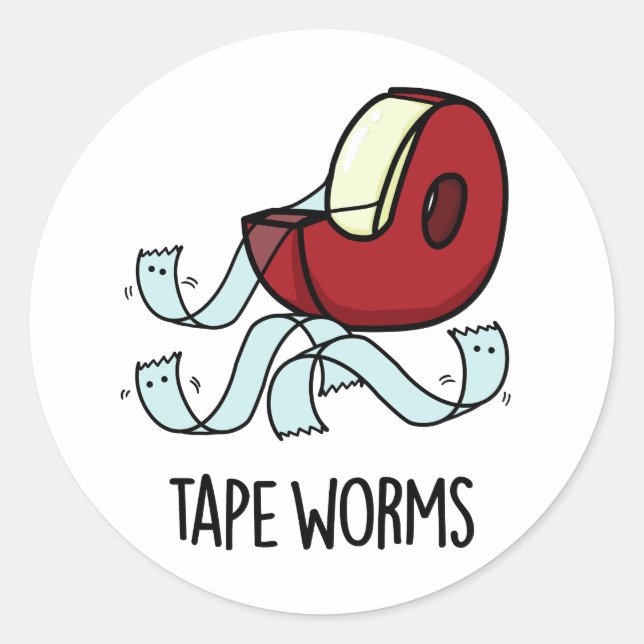 Tape Worms Funny Sticky Tape Puns  Classic Round Sticker (Front)