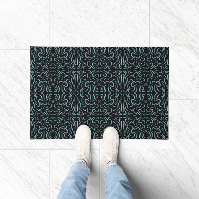 Tapered Outline Shapes Filled With Aquatic Colors Doormat (Indoor)
