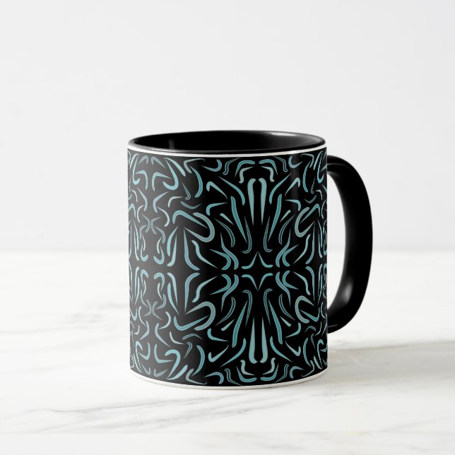 Tapered Outline Shapes Filled With Aquatic Colors  Mug (Front Right)