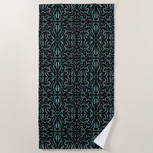 Tapered Outline Shapes Filled With Aquatic Colours Beach Towel