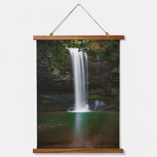 Tapestries with Serene Waterfall in Lush Forest (Front)