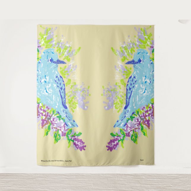 Tapestry :Blue  Love Birds  (Front)