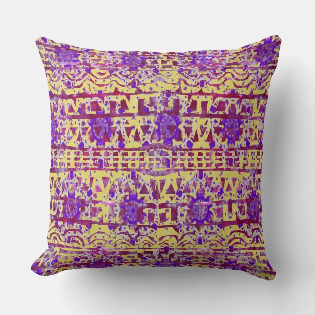 Tapestry Boho Pattern Pillow by KCS (Front)